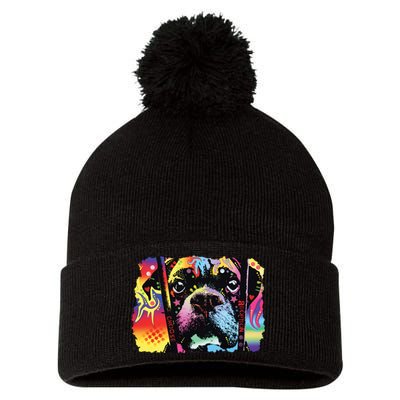 Choose Adoption Boxer Dog Dean Russo Pom Pom 12in Knit Beanie