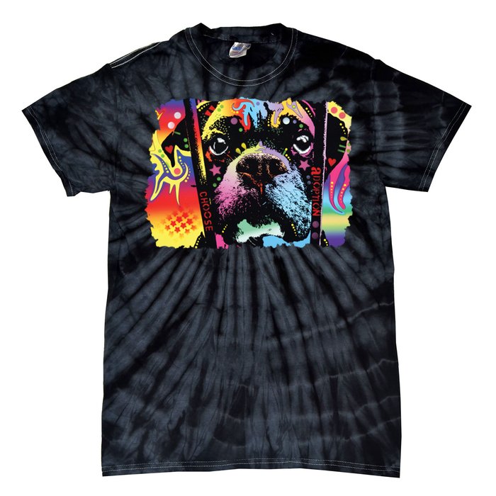 Choose Adoption Boxer Dog Dean Russo Tie-Dye T-Shirt