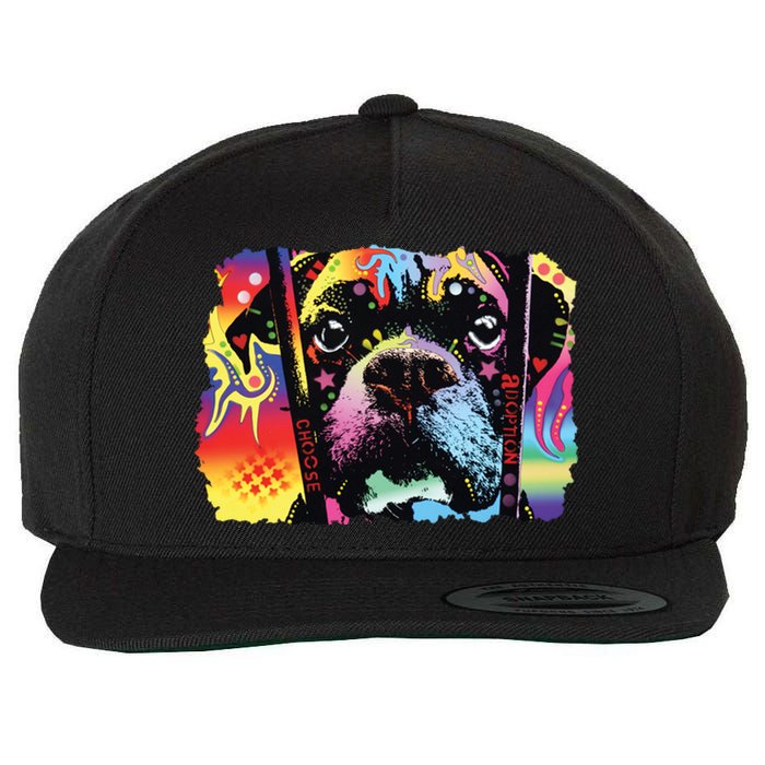 Choose Adoption Boxer Dog Dean Russo Wool Snapback Cap