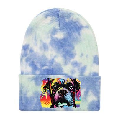 Choose Adoption Boxer Dog Dean Russo Tie Dye 12in Knit Beanie