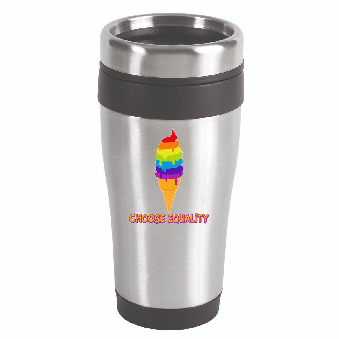 Choose Equality Rainbow Ice Cream 16oz Travel Tumbler