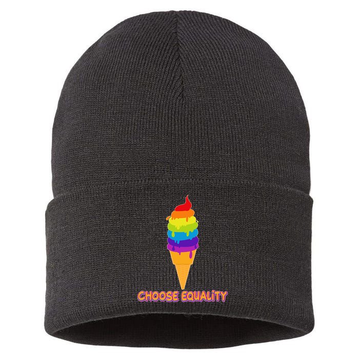 Choose Equality Rainbow Ice Cream Sustainable Knit Beanie