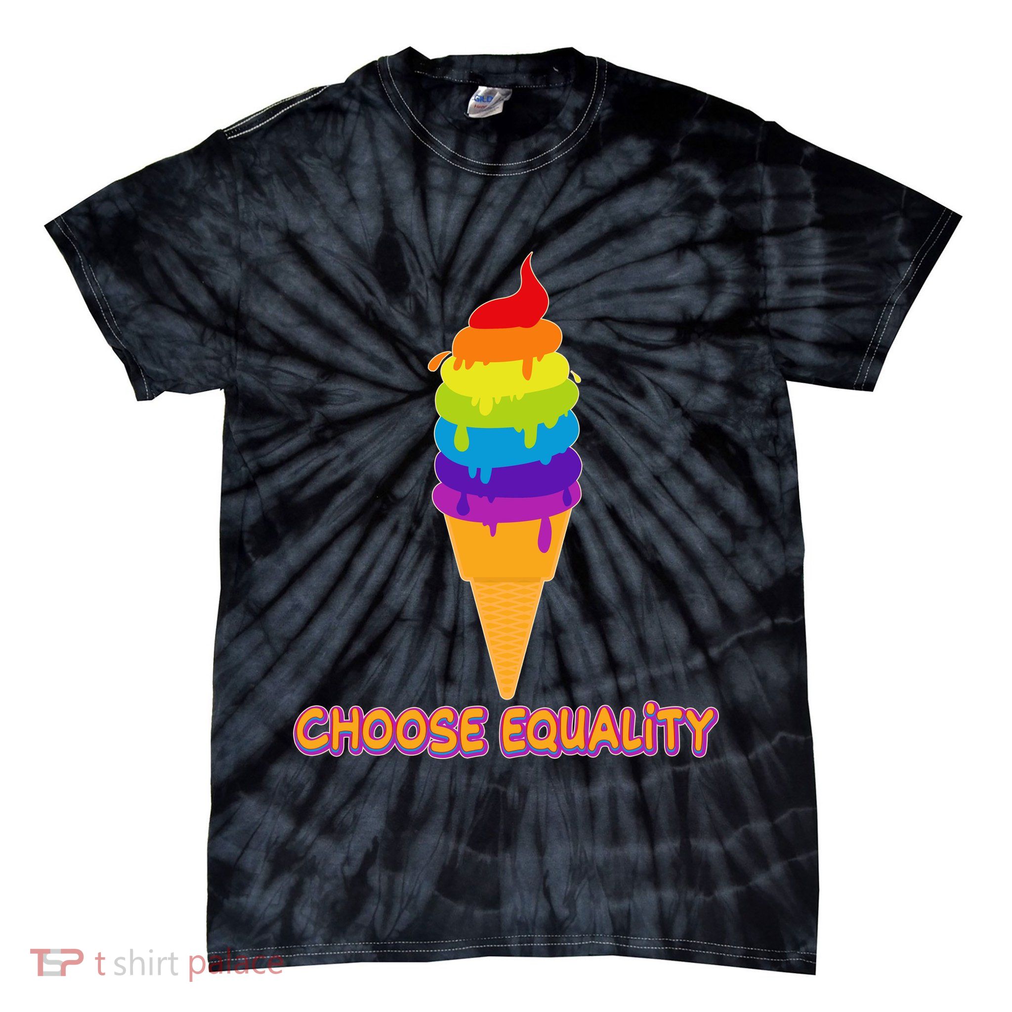 Choose Equality Rainbow Ice Cream Tie-Dye T-Shirt