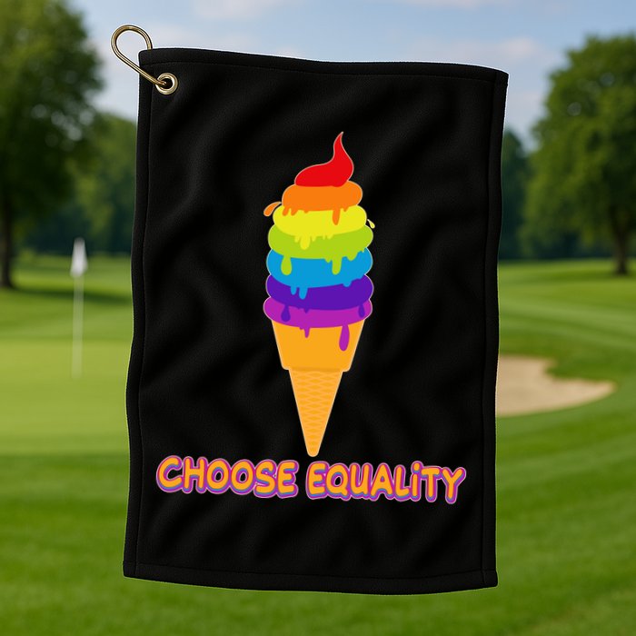 Choose Equality Rainbow Ice Cream Golf Towel