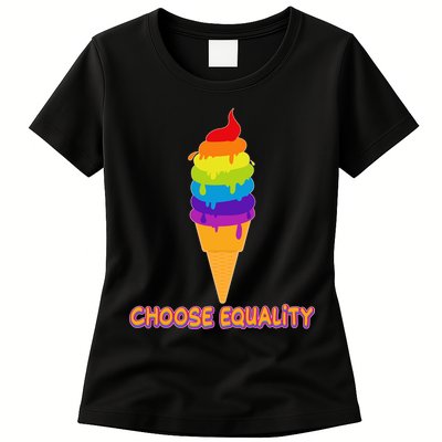 Choose Equality Rainbow Ice Cream Womens T-Shirt