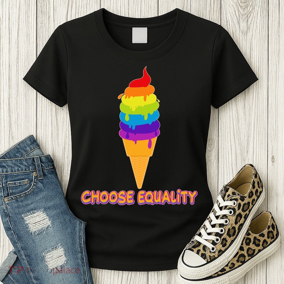 Choose Equality Rainbow Ice Cream Womens T-Shirt