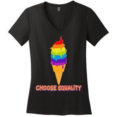 Choose Equality Rainbow Ice Cream Women's V-Neck T-Shirt