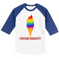 Choose Equality Rainbow Ice Cream Baseball Sleeve Shirt