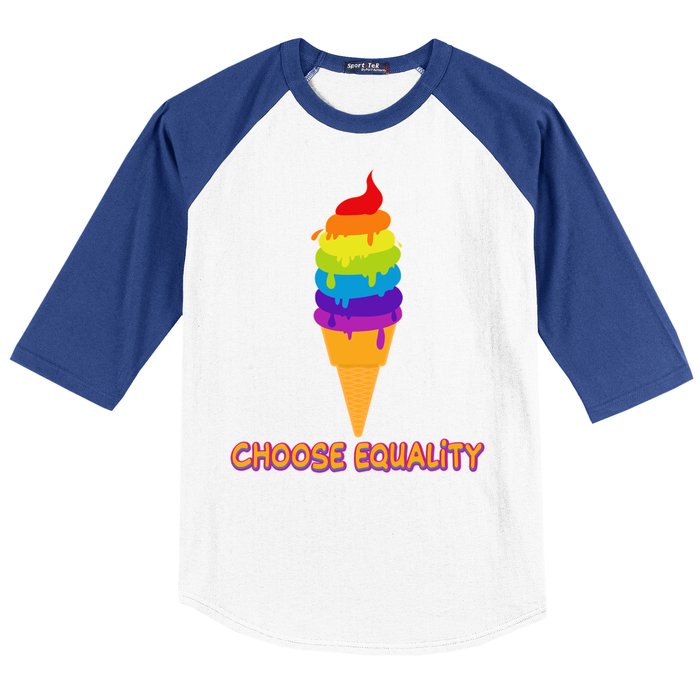 Choose Equality Rainbow Ice Cream Baseball Sleeve Shirt