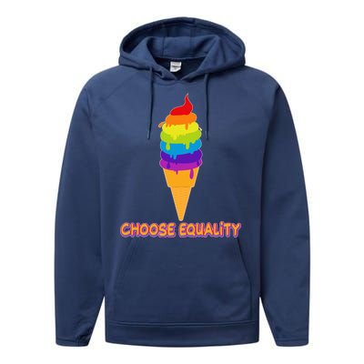 Choose Equality Rainbow Ice Cream Performance Fleece Hoodie