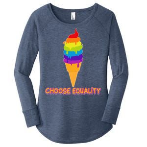 Choose Equality Rainbow Ice Cream Women's Perfect Tri Tunic Long Sleeve Shirt