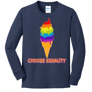 Choose Equality Rainbow Ice Cream Kids Long Sleeve Shirt