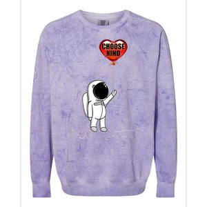 Choose Kind Astronaut Balloon Heart Anti Bullying Colorblast Crewneck Sweatshirt