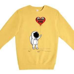 Choose Kind Astronaut Balloon Heart Anti Bullying Premium Crewneck Sweatshirt