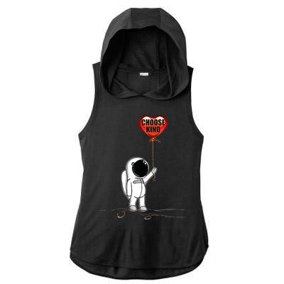 Choose Kind Astronaut Balloon Heart Anti Bullying Ladies PosiCharge Tri-Blend Wicking Draft Hoodie Tank