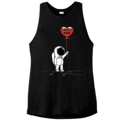 Choose Kind Astronaut Balloon Heart Anti Bullying Ladies PosiCharge Tri-Blend Wicking Tank