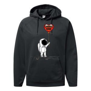 Choose Kind Astronaut Balloon Heart Anti Bullying Performance Fleece Hoodie