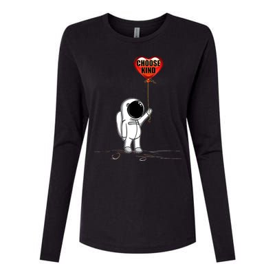 Choose Kind Astronaut Balloon Heart Anti Bullying Womens Cotton Relaxed Long Sleeve T-Shirt