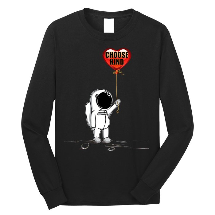 Choose Kind Astronaut Balloon Heart Anti Bullying Long Sleeve Shirt