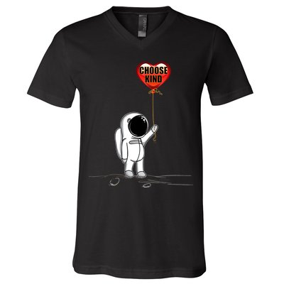 Choose Kind Astronaut Balloon Heart Anti Bullying V-Neck T-Shirt