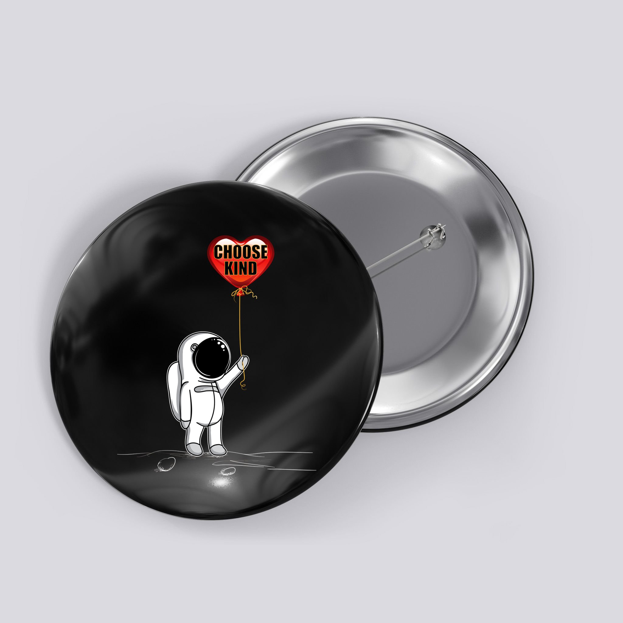 Choose Kind Astronaut Balloon Heart Anti Bullying Button
