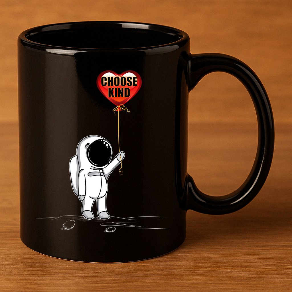 Choose Kind Astronaut Balloon Heart Anti Bullying 11oz C Handle Ceramic Mug