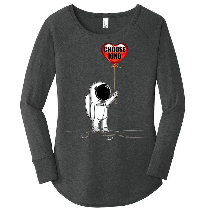 Choose Kind Astronaut Balloon Heart Anti Bullying Women's Perfect Tri Tunic Long Sleeve Shirt