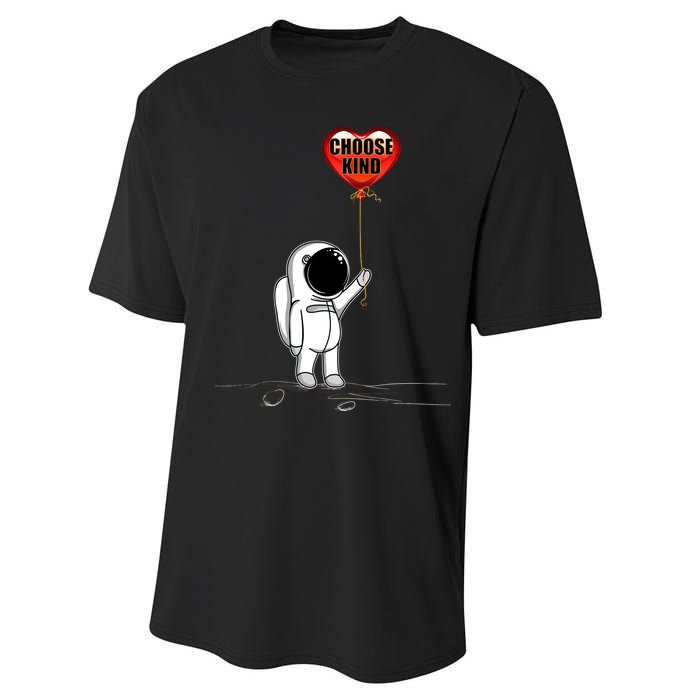 Choose Kind Astronaut Balloon Heart Anti Bullying Performance Sprint T-Shirt