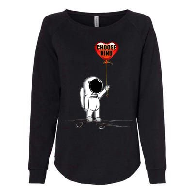 Choose Kind Astronaut Balloon Heart Anti Bullying Womens California Wash Sweatshirt