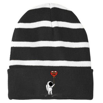 Choose Kind Astronaut Balloon Heart Anti Bullying Striped Beanie with Solid Band