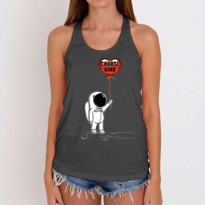 Choose Kind Astronaut Balloon Heart Anti Bullying Women's Knotted Racerback Tank