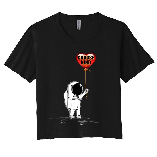Choose Kind Astronaut Balloon Heart Anti Bullying Crop Top