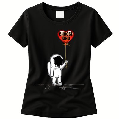 Choose Kind Astronaut Balloon Heart Anti Bullying Womens T-Shirt