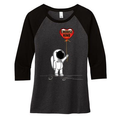 Choose Kind Astronaut Balloon Heart Anti Bullying Women's Tri-Blend 3/4-Sleeve Raglan Shirt