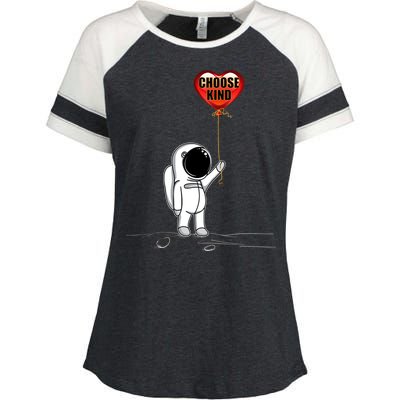 Choose Kind Astronaut Balloon Heart Anti Bullying Enza Ladies Jersey Colorblock Tee