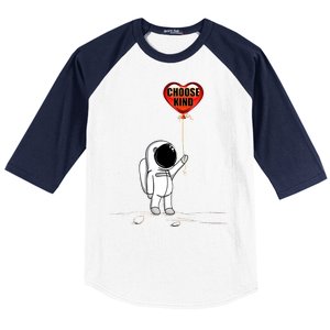 Choose Kind Astronaut Balloon Heart Anti Bullying Baseball Sleeve Shirt