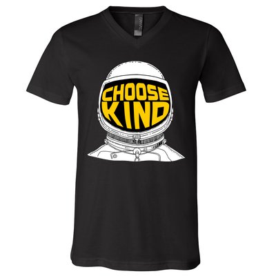 Choose Kind Astronaut Helmet Anti Bullying Message V-Neck T-Shirt