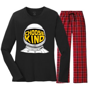 Choose Kind Astronaut Helmet Anti Bullying Message Women's Long Sleeve Flannel Pajama Set 