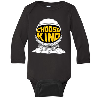 Choose Kind Astronaut Helmet Anti Bullying Message Baby Long Sleeve Bodysuit