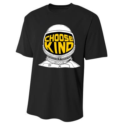 Choose Kind Astronaut Helmet Anti Bullying Message Performance Sprint T-Shirt