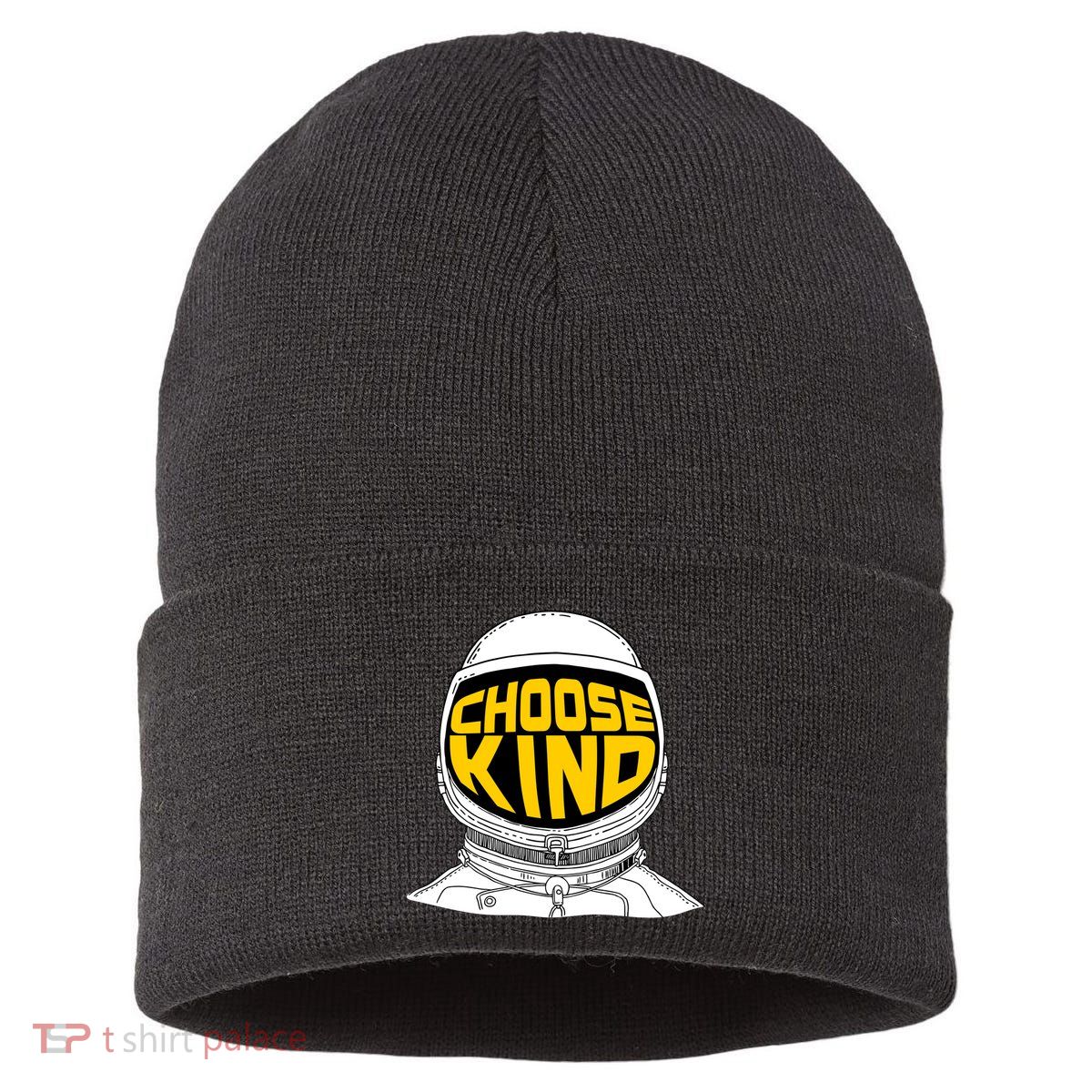 Choose Kind Astronaut Helmet Anti Bullying Message Sustainable Knit Beanie