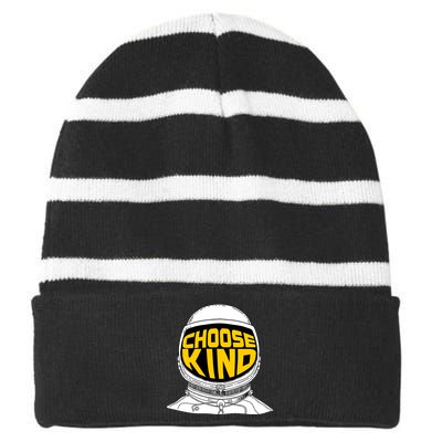 Choose Kind Astronaut Helmet Anti Bullying Message Striped Beanie with Solid Band