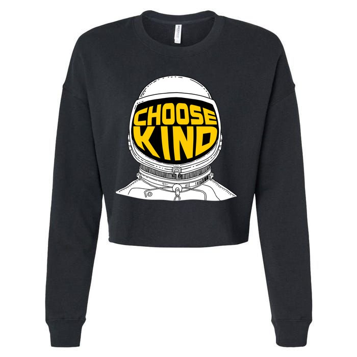 Choose Kind Astronaut Helmet Anti Bullying Message Cropped Pullover Crew