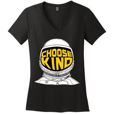 Choose Kind Astronaut Helmet Anti Bullying Message Women's V-Neck T-Shirt