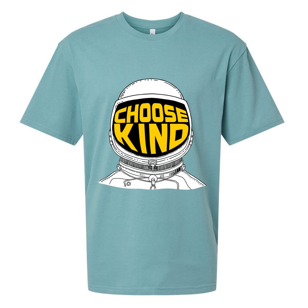 Choose Kind Astronaut Helmet Anti Bullying Message Sueded Cloud Jersey T-Shirt