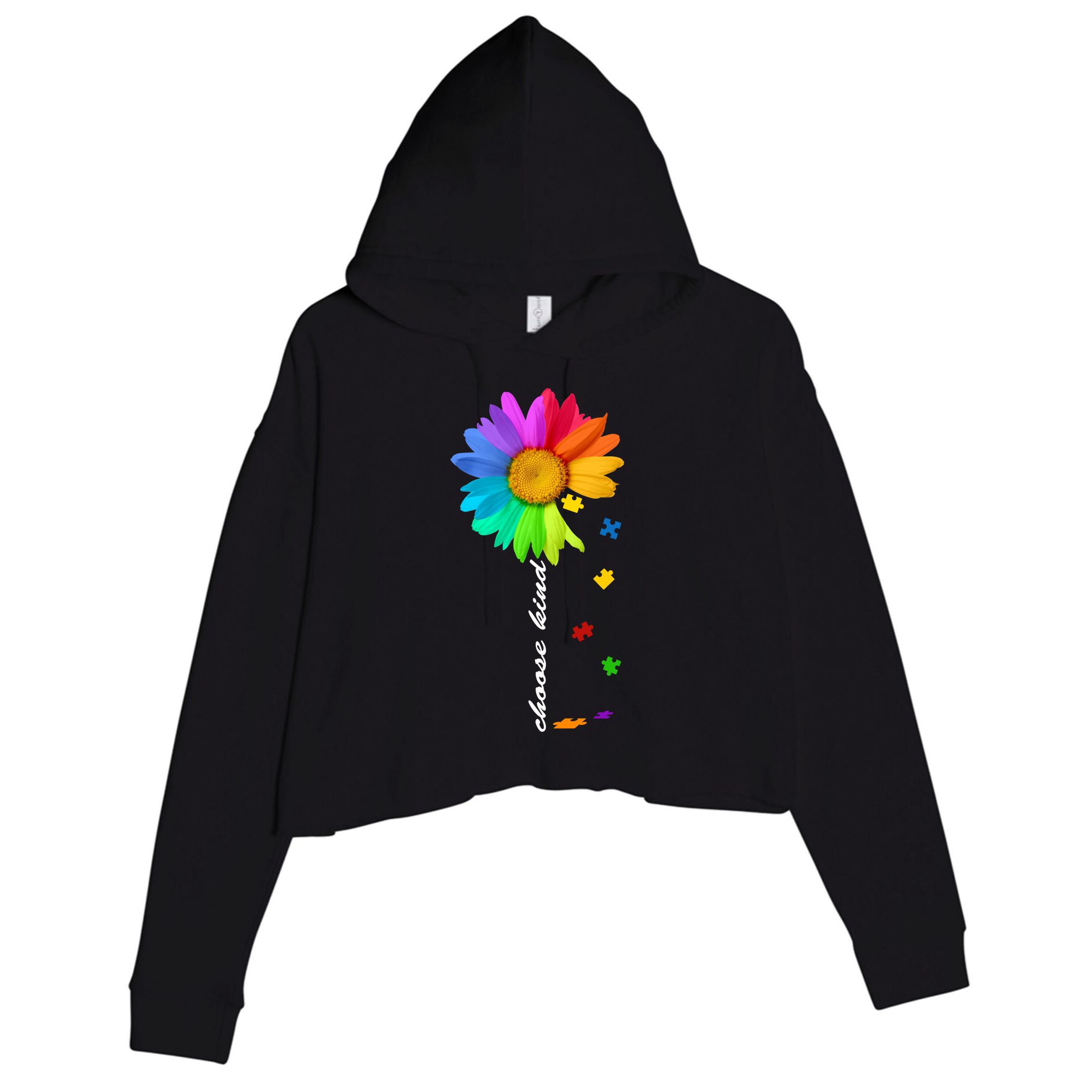 Choose Kind Autism Awareness Crop Fleece Hoodie