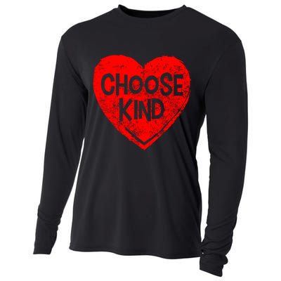 Choose Kind Distressed Heart Anti-Bullying Cooling Performance Long Sleeve Crew