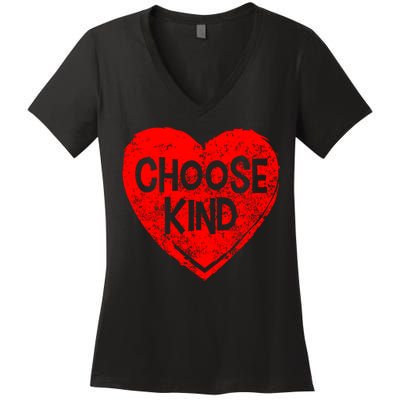Choose Kind Distressed Heart Anti-Bullying Women's V-Neck T-Shirt