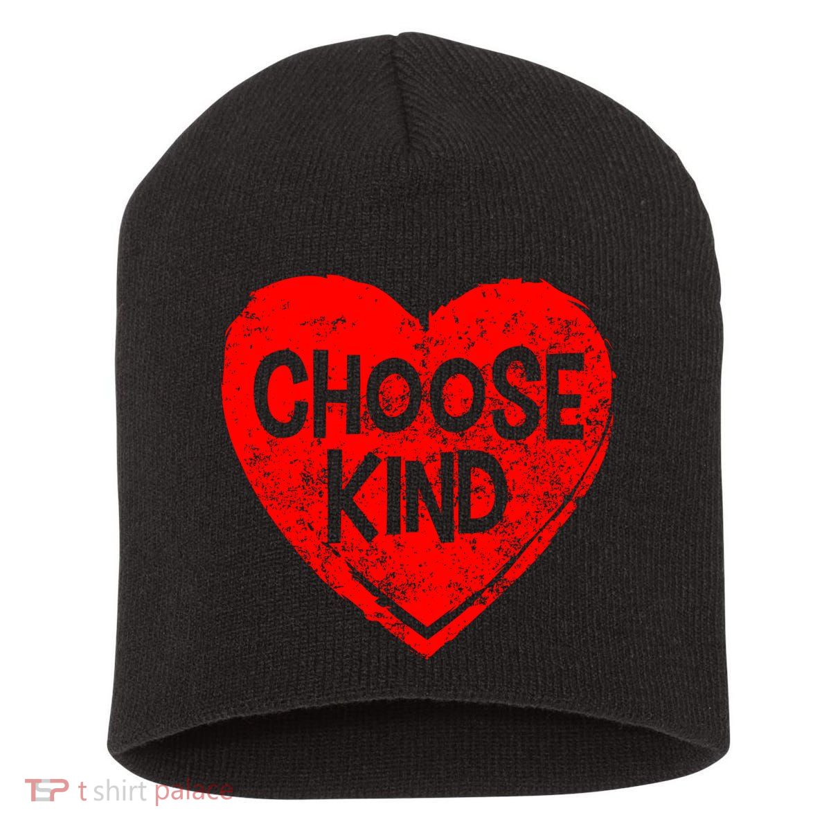 Choose Kind Distressed Heart Anti-Bullying Short Acrylic Beanie