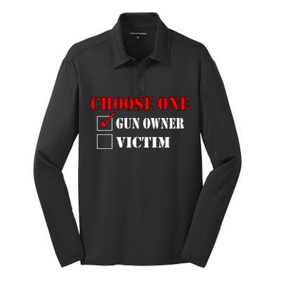 Choose One Gun Owner Victim Silk Touch Performance Long Sleeve Polo